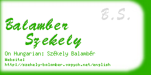 balamber szekely business card