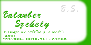 balamber szekely business card